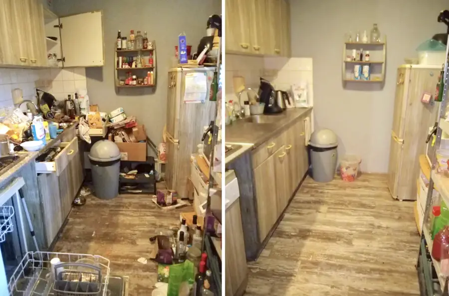 Kitchen cleaning before and after