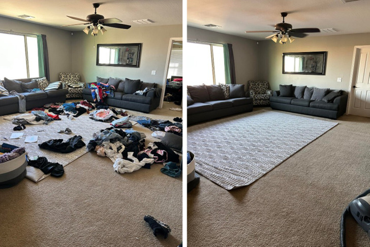 Living room cleaning